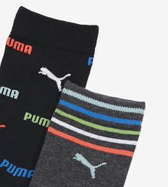 Puma Logo Aop Ponožky 2 páry detské Čierna 7