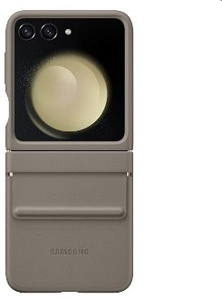 Zadný kryt z eko kože pre Samsung Galaxy Z Flip5, sivo-hnedá
