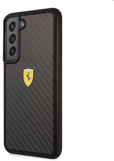 Zadný kryt Ferrari Real Carbon pre Samsung Galaxy S22, čierna