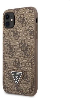 Zadný kryt Guess 4G Saffiano Double Card pre Apple iPhone 11, hnedá
