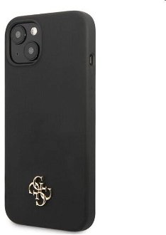 Zadný kryt Guess 4G Silicone Metal Logo pre Apple iPhone 13, čierna
