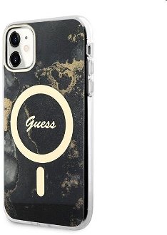 Puzdro Guess Marble IML MagSafe for Apple iPhone 11, čierne