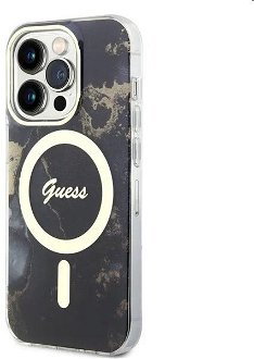 Puzdro Guess Marble IML MagSafe for Apple iPhone 13 Pro Max, čierne