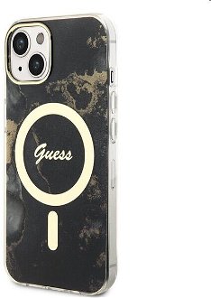 Puzdro Guess Marble IML MagSafe for Apple iPhone 14, čierne