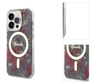 Zadný kryt Guess PC/TPU Flowers IML MagSafe for Apple iPhone 14 Pro Max, kaki 3