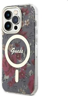 Zadný kryt Guess PC/TPU Flowers IML MagSafe for Apple iPhone 14 Pro Max, kaki 2