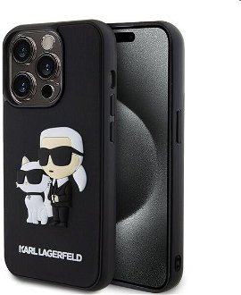 Zadný Karl Lagerfeld 3D Rubber Karl and Choupette pre Apple iPhone 13 Pro, čierna