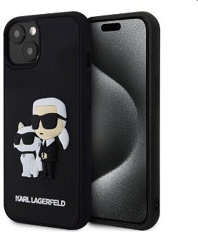 Puzdro Karl Lagerfeld 3D Rubber Karl and Choupette pre Apple iPhone 14, čierne