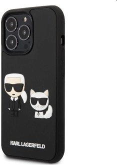Puzdro Karl Lagerfeld and Choupette 3D pre Apple iPhone 13 Pro, čierne