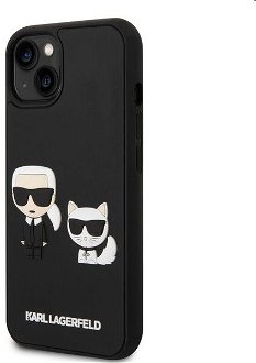 Puzdro Karl Lagerfeld and Choupette 3D pre Apple iPhone 14, čierne