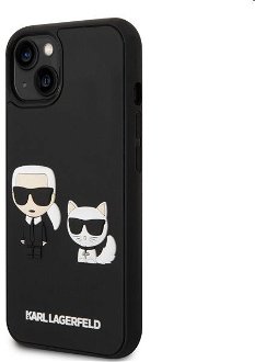 Puzdro Karl Lagerfeld and Choupette 3D pre Apple iPhone 14 Plus, čierne