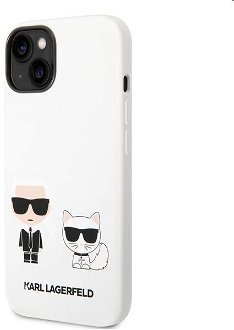 Zadný Karl Lagerfeld and Choupette Liquid Silicone pre Apple iPhone 14, biela