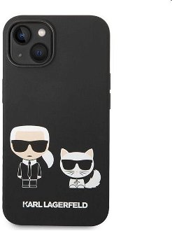 Puzdro Karl Lagerfeld and Choupette Liquid Silicone pre Apple iPhone 14, čierne