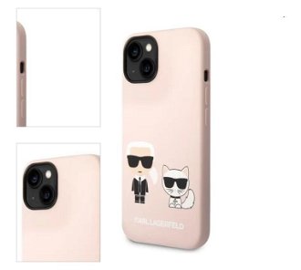 Puzdro Karl Lagerfeld and Choupette Liquid Silicone pre Apple iPhone 14, ružové 4
