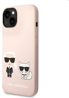 Puzdro Karl Lagerfeld and Choupette Liquid Silicone pre Apple iPhone 14, ružové