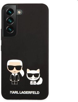 Puzdro Karl Lagerfeld and Choupette Liquid Silicone pre Samsung Galaxy S22 Plus, čierne 2