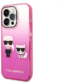 Puzdro Karl Lagerfeld Gradient Karl and Choupette for iPhone 14 Pro, ružové