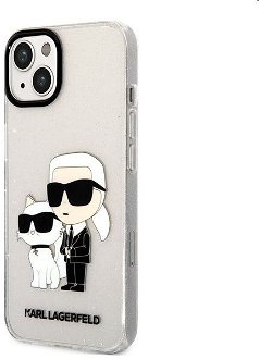 Puzdro Karl Lagerfeld IML Glitter Karl and Choupette NFT pre Apple iPhone 13, transparentné