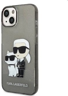 Puzdro Karl Lagerfeld IML Glitter Karl and Choupette NFT pre Apple iPhone 14, čierne