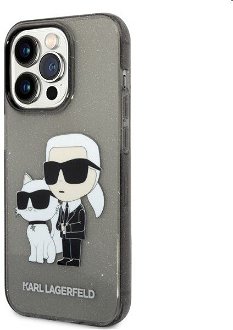 Puzdro Karl Lagerfeld IML Glitter Karl and Choupette NFT pre Apple iPhone 14 Pro, čierne