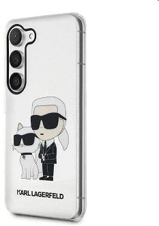 Puzdro Karl Lagerfeld IML Glitter Karl and Choupette NFT pre Samsung Galaxy S23 Plus, transparentné
