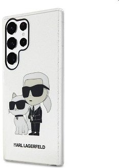 Puzdro Karl Lagerfeld IML Glitter Karl and Choupette NFT pre Samsung Galaxy S23 Ultra, transparentné