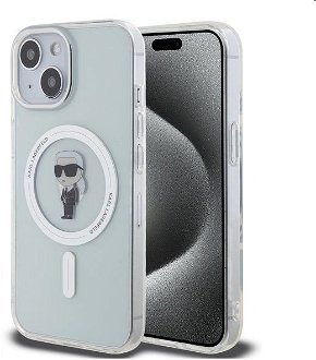 Zadný kryt Karl Lagerfeld IML Ikonik MagSafe pre Apple iPhone 15, transparentná