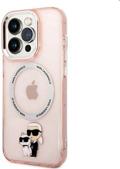 Puzdro Karl Lagerfeld MagSafe IML Karl and Choupette NFT pre Apple iPhone 14 Pro, ružové