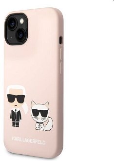 Zadný kryt Karl Lagerfeld MagSafe Liquid Silicone Karl and Choupette pre Apple iPhone 14, ružová