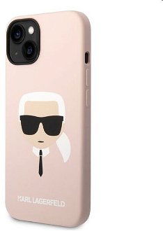 Zadný kryt Karl Lagerfeld MagSafe Liquid Silicone Karl Head pre Apple iPhone 14, ružová