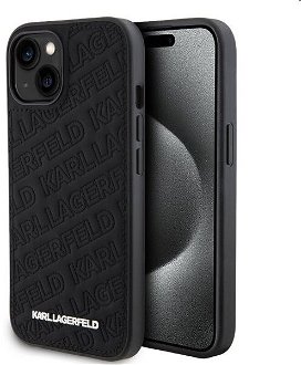 Zadný kryt Karl Lagerfeld PU Quilted Pattern pre Apple iPhone 15, čierna
