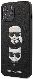 Púzdro Karl Lagerfeld Saffiano K&C Heads for iPhone 12 Pro Max, black