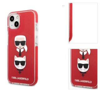 Puzdro Karl Lagerfeld TPE Karl and Choupette Heads pre Apple iPhone 13 mini, červené 3