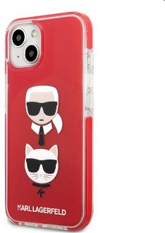Puzdro Karl Lagerfeld TPE Karl and Choupette Heads pre Apple iPhone 13 mini, červené