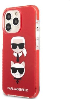 Zadný kryt Karl Lagerfeld TPE Karl and Choupette Heads pre Apple iPhone 13 Pro, červená