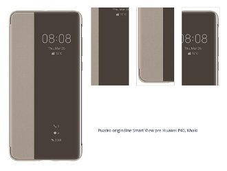 Puzdro originálne Smart View pre Huawei P40, Khaki 1