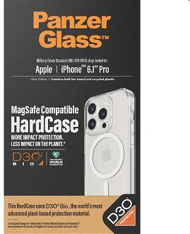 Zadný kryt PanzerGlass HardCase D3O s MagSafe pre Apple iPhone 15 Pro, transparentná