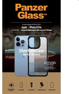 Puzdro PanzerGlass SilverBullet ClearCase AB pre Apple iPhone 13 Pro, čierne