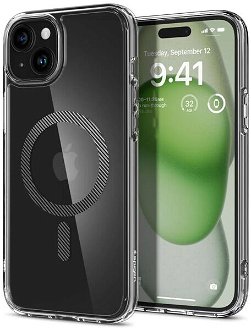 Puzdro Spigen Ultra Hybrid MagSafe pre Apple iPhone 15, transparentné/karbonové