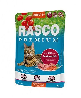 Rasco Premium Cat Adult kapsička teľacie v šťave 85 g