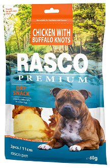 Rasco Premium pochúťka 11 cm byvolie uzly obalené kuracím mäsom 80 g 2