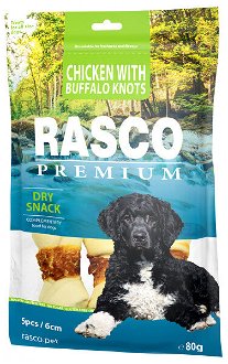 Rasco Premium pochúťka 6 cm byvolie uzly obalené kuracím mäsom 80 g