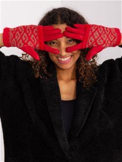 Red touch gloves with overlay