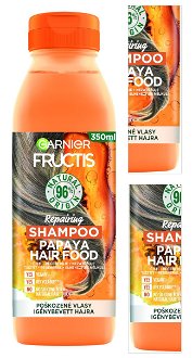 Regeneračný šampón pre poškodené vlasy Garnier Fructis Papaya Hair Food - 350 ml + darček zadarmo 3