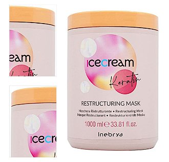 Reštrukturalizačná maska na poškodené vlasy Inebrya Ice Cream Keratin Restructuring Mask - 1000 ml (771026312) + darček zadarmo 4