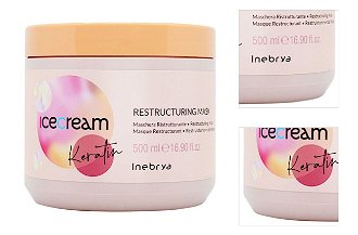 Reštrukturalizačná maska na poškodené vlasy Inebrya Ice Cream Keratin Restructuring Mask - 500 ml (771026311) + darček zadarmo 3