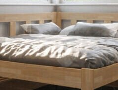 Rohová posteľ so zástenou vľavo Tema L 180x200 cm, prírodný buk% 5