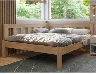 Rohová posteľ so zástenou vľavo Tema L 180x200 cm, prírodný buk% 2