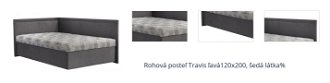 Rohová posteľ Travis ľavá120x200, šedá látka% 1