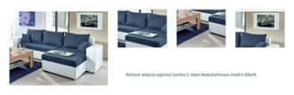 Rohová sedacia súprava Samba II, biela ekokoža/tmavo modrá látka% 1